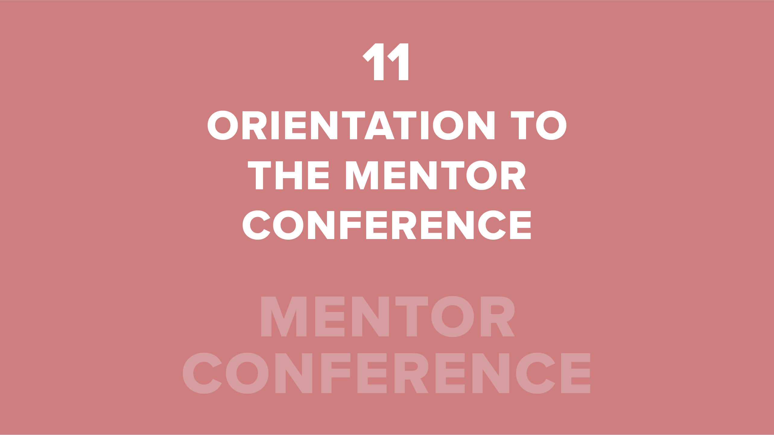 11. Orientation to the Mentor Conference