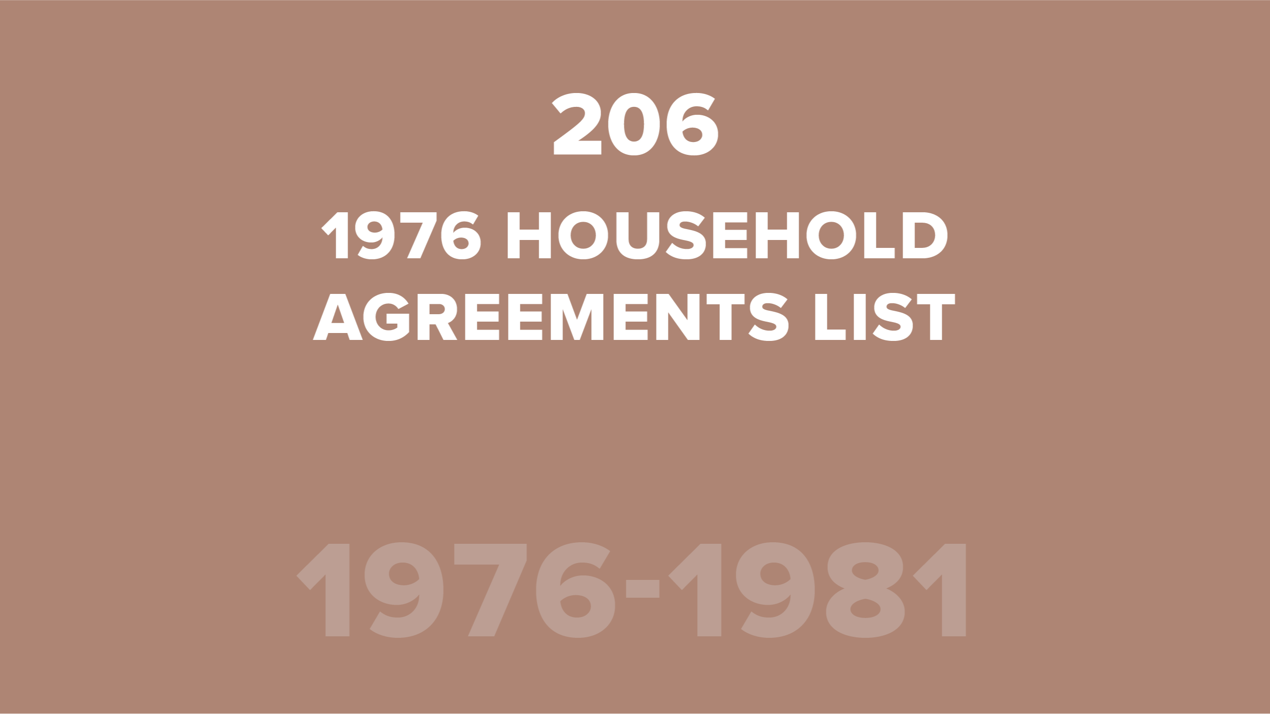 206. 1976 Household Agreements List