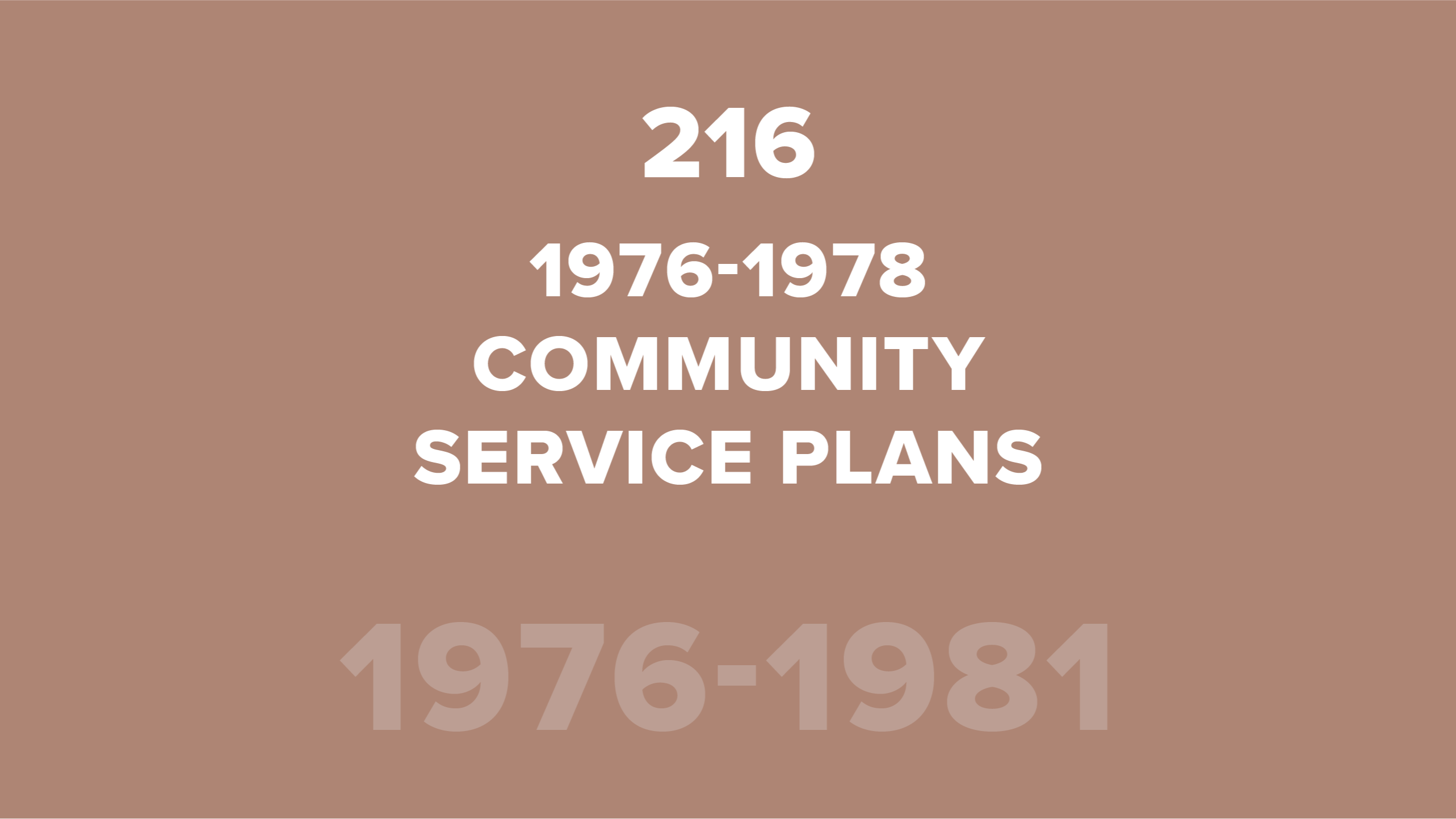 216. 1976-1978 Community Service Plans